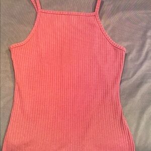 Stylish Ribbed Pink Tank Top